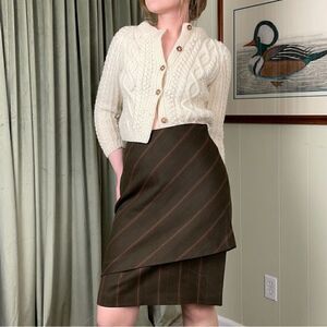 Zanella Angora Blend Tiered Skirt in Brown Stripe, size 10 - EUC